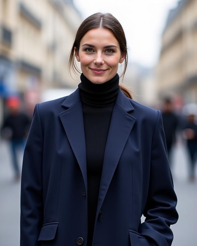 Look de rue à Paris avec costume oversize Borealis Threads